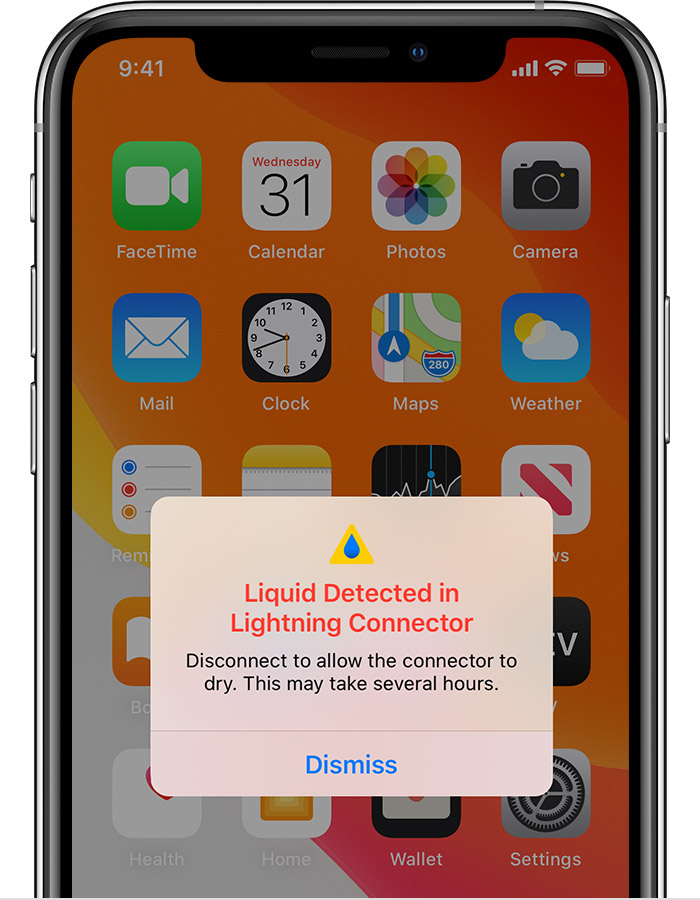 丰满苹果手机维修分享iPhone 12 在充电时出现 “闪电接口检测到液体”的提示怎么办 